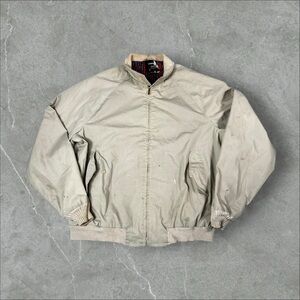 Vintage Towncraft Jacket Mens XL Tan Bomber Harrington Chin Strap Plaid 50s‎ 60s